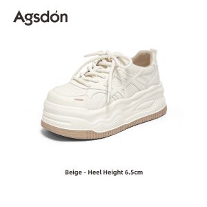 Agsdon | Trendy Chunky Sole Womens White Sneakers