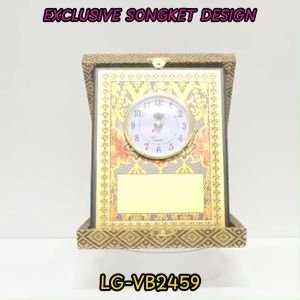 Velvet Box (Songket) W/Plaque LG-VB2459 and Clock TROPHY Plak cenderahati