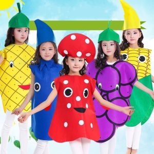 Childrens Day Fruit & Vegetable Cosplay Costumes Show: Strawberry Apple Pineapple Carrot Corn  Chili Pepper Kids Dance Performance Outfits for Halloween Party