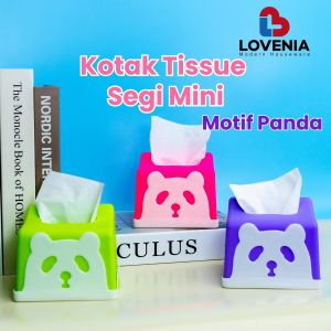 Lovenia Tempat Tissue Segi Mini Plastik Motif Panda Kotak Tisu estetik Persegi