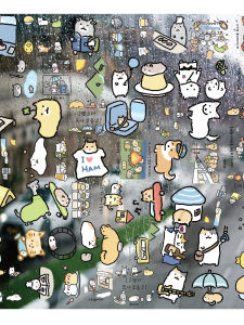 Outdoor Waterproof Cat And Its Friends UV Transfer Stickers Decorative Crystal Labels Helmet Decoration Pattern Stickers