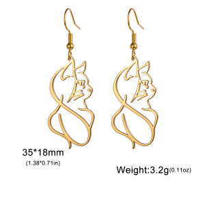 Cazador Gold Color Cat Kitten Drop Earrings for Women Stainless Steel Jewelry Cute Animal Earrings Christmas Gift Wholesale 2024