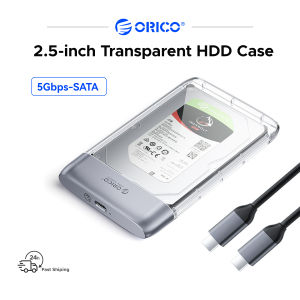 ORICO 2.5 นิ้วใส Type-C กล่องใส่ฮาร์ดดิสก์ USB3.0 5Gbps เคส HDD โลหะรองรับการนอนหลับอัตโนมัติสำหรับพีซีแล็ปท็อปโน๊ตบุค