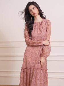 Elegant Graceful Pink Lace Dress