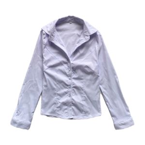 เรียบหรู สลิมฟิต เสื้อเชิ้ตแขนยาว French ดีไซน์ สีขาว ผู้หญิง เสื้อเชิ้ต ฤดูใบไม้ร่วง ฤดูหนาว สินค้าใหม่ โพลีเอสเตอร์ 100% Crewneck Pure Color