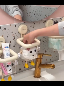 Cartoon Toothbrush Holder Barhroom Wall Mounted Toilet Vanity Suction Cup Storage Toothpaste Cup Bathroom Supplies