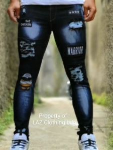 Celana Jeans Sobek Emblem - Celana Jeans Panjang Pria - Celana Panjang Jeans Pria Sobek Emblem Distro Terbaru