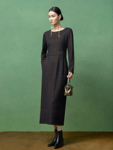 Hand-beaded Glitter Wool Dress Long