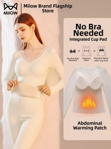 MiiOW | Braless Warm Padded Silk Wool Underwear Set