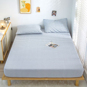 SUNLIGHT HOME Plaid BedsheetSimple Style Fitted Bed SheetComfortable Mattress Protector(No Pillow Case)