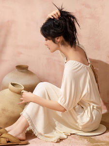 Summer Cool Comfort Cotton Sweet Princess Style Loose Long Sleepwear