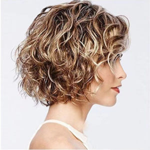 European and American wig womens golden brown curly hair short hair rose mesh high temperature silk chemical fiber