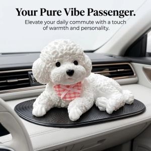 Aitemay dễ thương nằm Chó bông bảng điều khiển xe hơi trang trí TPR mềm Puppy tượng thảm chống trượt nội thất ô tô trang trí Quà Tặng màu nâu trắng