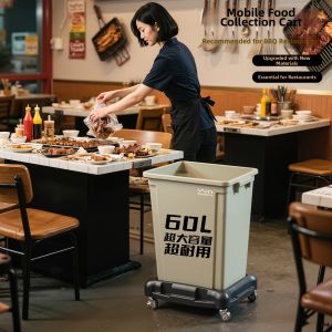 Commercial Large Square Kitchen Waste Cart On Wheels