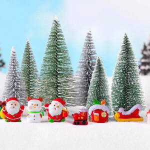 1pc Mini Resin Christmas Santa Claus Snowman Ornament Micro Landscape Christmas Decorations Ornament Home Desktop Decor