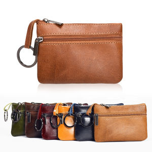 Top Layer Cowhide Mini Change Moneybag Genuine Leather Zipper Handmade Retro Small Coin Bag Simplicity Coins Holders Pouches slim Wallet