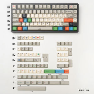 Retro Red Green Lights Theme Keycaps Dye-Sublimation Cherry Profile PBT Keycaps 161 Keys Large Sets For Mechanical Keyboard