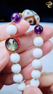 Tibetan Relic Offering 3 Eyes Dzi Thang-ka Padmasambhava Designer Bracelet