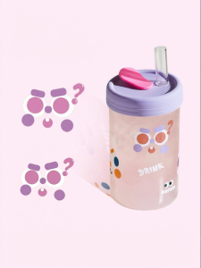 CAROTE | Ly Thủy Tinh Uống Nước Có Nắp và Ống Hút