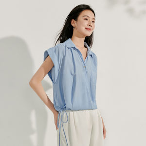 INMAN | Office Casual Loose Short Sleeve French V-Neck Lightweight White Shirt