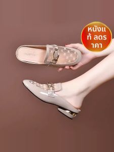 รองเท้าแตะส้นเตี้ยผู้หญิงหนังแท้แบบสวมสบายสำหรับใส่กลางแจ้งในช่วงฤดูร้อน รองเท้าแตะส้นเตี้ยแบบเย็นระบายอากาศได้ดี สไตล์เกาหลี