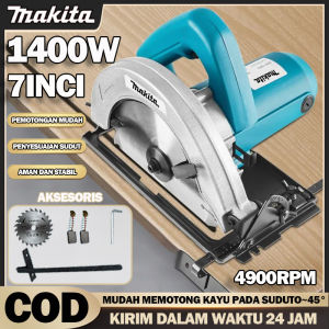 MAKITA 7inci Mesin Potong Kayu 900/1050/1200/1400W Gergaji Mesin Circular Saw Untuk Potong Kayu Pemakaian Rumah Tangga Gergaji Tangan Listrik