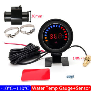 52mm Water Temperature Gauge with Sensor Water Temp Meter Adaptor Joint Pipe Radiator 26-40mm for Gasoline Diesel Car 12V24V