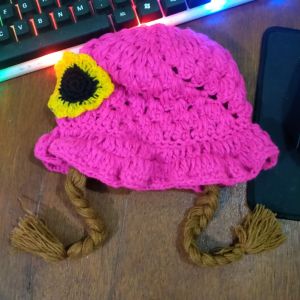 Topi kupluk bayi model renda 2bulan- 2 tahun motif matahari bahan rajut