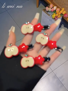 2026 Red Apple Star Hair Clip Simple Girl Hair Clip Cute Creative Hair Clip Hair Accessories