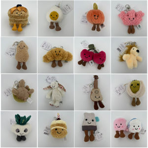 Marshmallow Keychain Tea Bag Watermelon Croissant Cotton Candy Cake Peanut Cherry Pendant Croissant Keychains Birthday Gifts