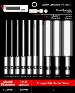 HONGQISHI | Magnetic Long Electric Screwdriver Bits Set