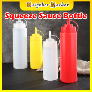 8-16oz Kitchen Plastic Squeeze Bottles Condiment Dispenser Ketchup Mustard Sauce Bottle with lid