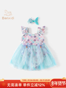 Princess Mermaid One-Piece Swimsuit for Girls New 2025 Stylish Hot Spring Swimwear Baby Bathing Suit Childrens Overall Swimming Costume