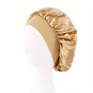 Extra Wide Soft Band Satin Sleep Cap Single-Layer Silk Bonnet Design for Long&Curly Stay-On Hair Night Hair Wrap for Women