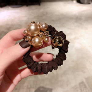New 2025 Pearl Hair Ties Womens Elegant Hair Bands Ball Head Accessories Fresh out Fashion Korean Style Alloy Embedded