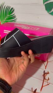 Wedges Sandal Wanita Model Garis Kekinian TerBaru 2024 / Sandel Selop Simpel