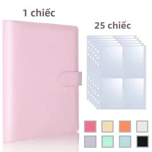 Sổ Bìa Da PU A5 Có 4 Ngăn Đựng Thẻ 6 Vòng Dùng Để Đựng Ảnh Sổ Ghi Chép Cá Nhân