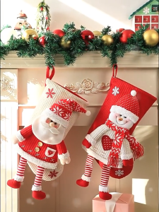 ถุงเท้าคริสต์มาส ของตกแต่งคริสต์มาส ของประดับหัวเตียงพร้อมชื่อที่ปรับแต่งได้