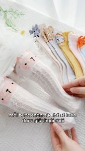 Vớ lưới cao cổ chống muỗi cho bé GOMTAT hình thú nhiều màu tất lưới dài qua gối mềm mại mòng nhẹ thoáng khí cho chân bé - YIQ-W007-1DOI