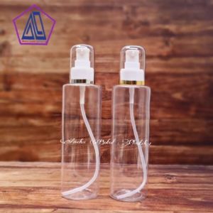 Botol Pump 200ml Clear / Botol Plastik 200ml Bening Tutup Treatment Lisd Gold Dan Silver