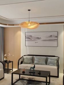 SOLO Modern Chandelier Ceiling Light for Living Room Bamboo Pendant Lights LED Dining Living Rattan Hanging Lamp