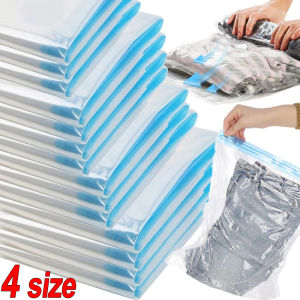 Travel Vacuum Storage Bag Reusable Clothing Compression Bag Hand Rolling Foldable Waterproof Bag Home Closet Space Saver
