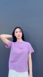 Áo thun baby tee cotton nữ đường may ngược màu xanh đỏ tím vàng