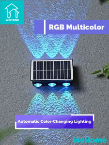 WeHome Solar RGB Wall Light Up & Down Lighting Outdoor IP65 Waterproof LED Wall Lamp for Garden Street Balcony