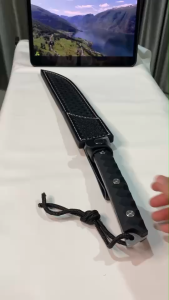 มีดเดินป่าพร้อมซอง ใบยาวปลายแหลม ตัดเชือก ทำครัวแล่เนื้อ ด้ามจับถนัดมือเหล็กDC53