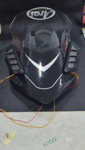 VISOR NMAX OLD WINDSHIELD BLACK SERIES NMAX OLD MODEL TINGGI 60CM AKRILIK PLUS LAMPU SEN TEMPEL LED NMAX LAMA