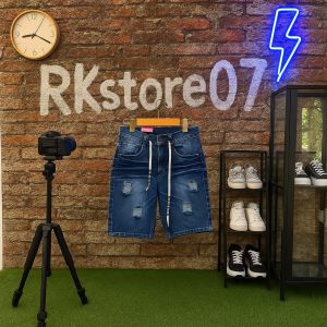 Celana Jeans Pendek Pria Sobek Celana Jeans Bawahan Celana Sobek Pendek Celana Jeans 13OZ Reguler