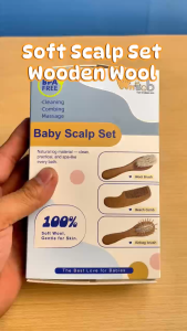 Hntob Baby Healthy Soft Scalp Set Wooden Wool Massage Airbag Brush Comb For Newborn Infant Free Canvas Pouch