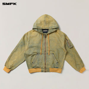 SMFK | Temple Garden Wide Fit Drawstring Embroidery Retro Jacket