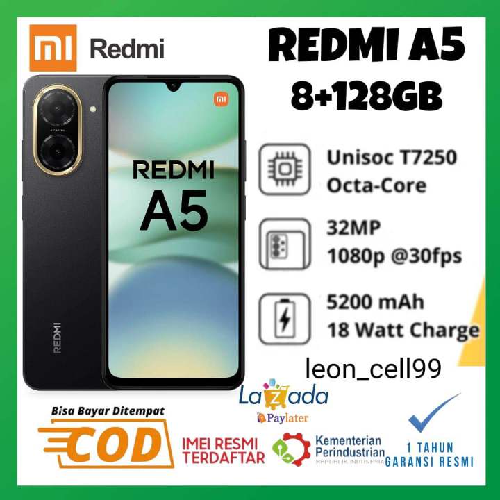 REDMI A5 RAM 8+128 GB fast charging kamera 32 mp batrai 5200 GARANSI RESMI  TAM Lazada Indonesia